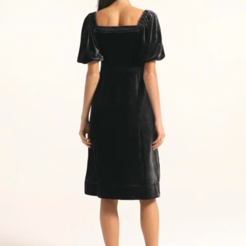 J. Crew Puff-sleeve Velvet Dress in Black NWT - Picture 3 of 14